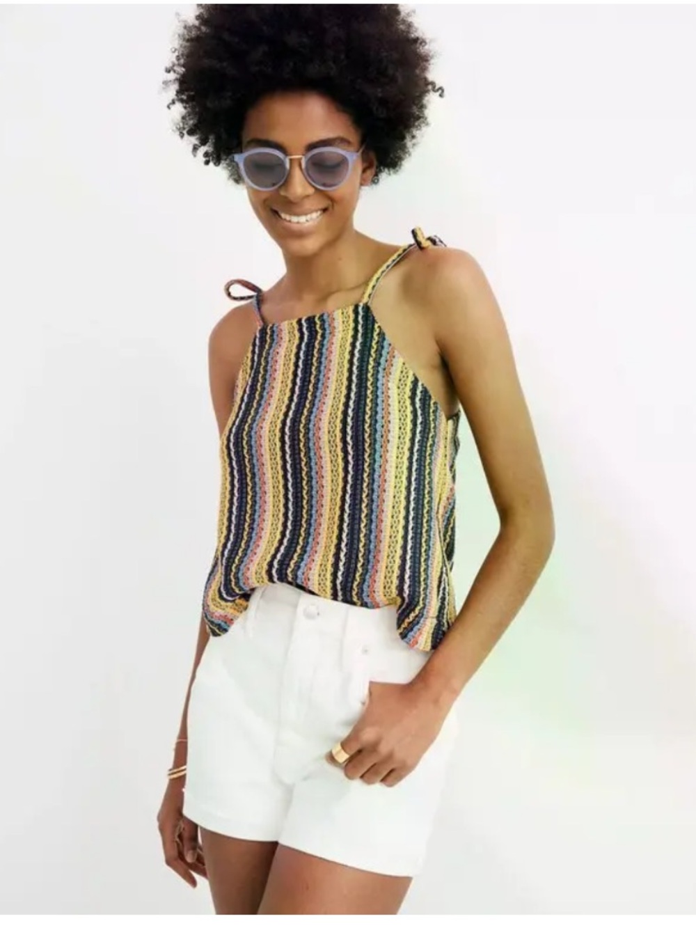 Madewell Multicolor Striped Knit Tie-Strap Tank Top